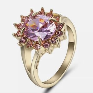 New Pink Sapphire Yellow Gold Ring.